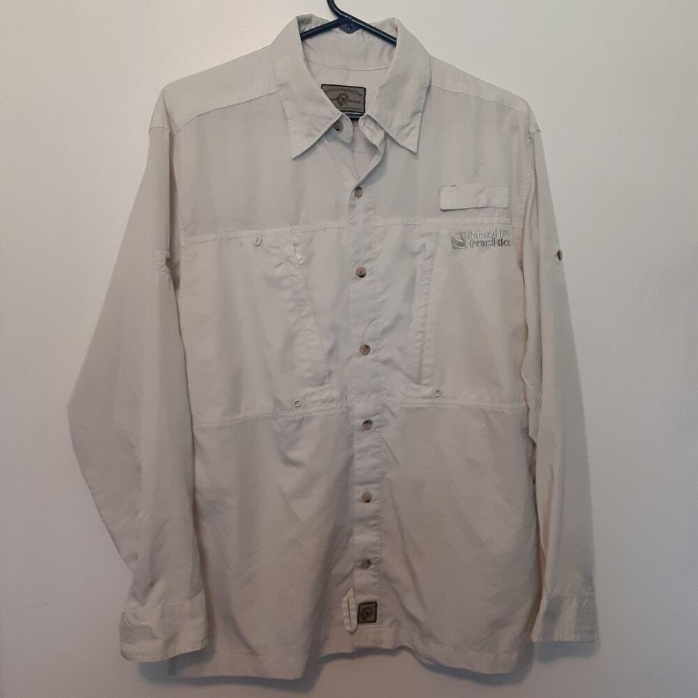 Hook & Tackle Vented Fishing Shirt Mens S Gray Long Sleeve Outdoors